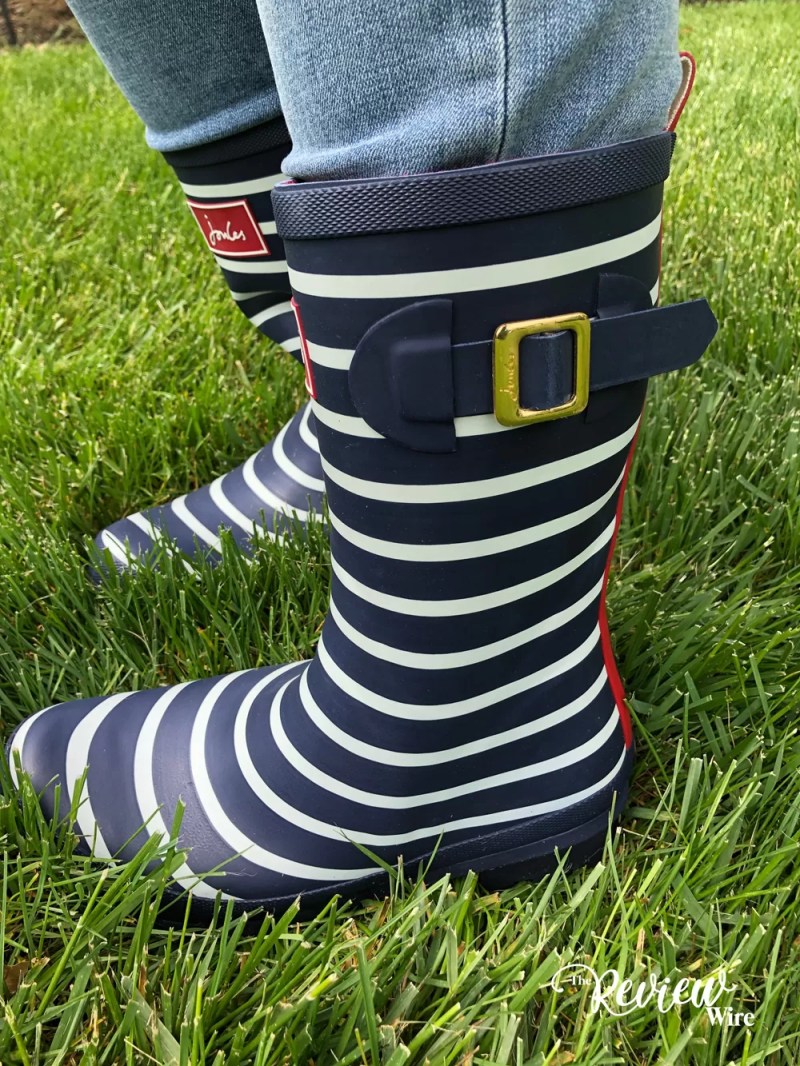 Joules Navy Stripe Wellies Side View