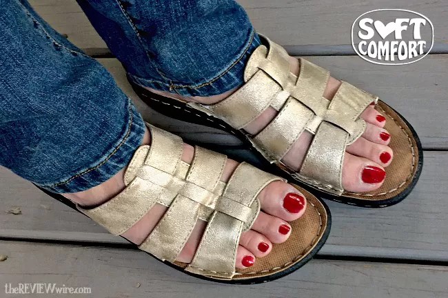 Soft Comfort Gold Cross Band Sandals